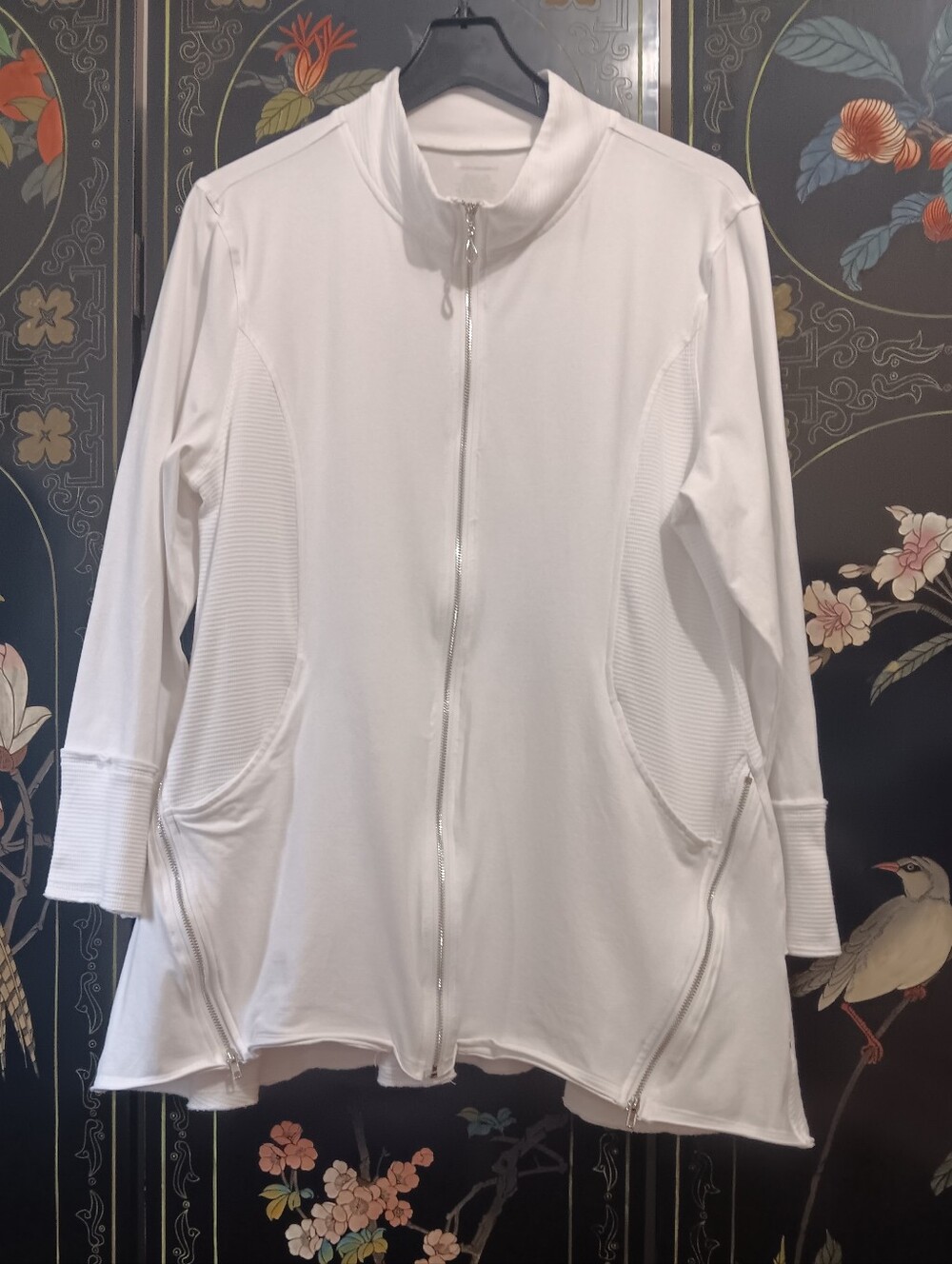 Neon Buddha White Zip-Front Lightweight Jacket